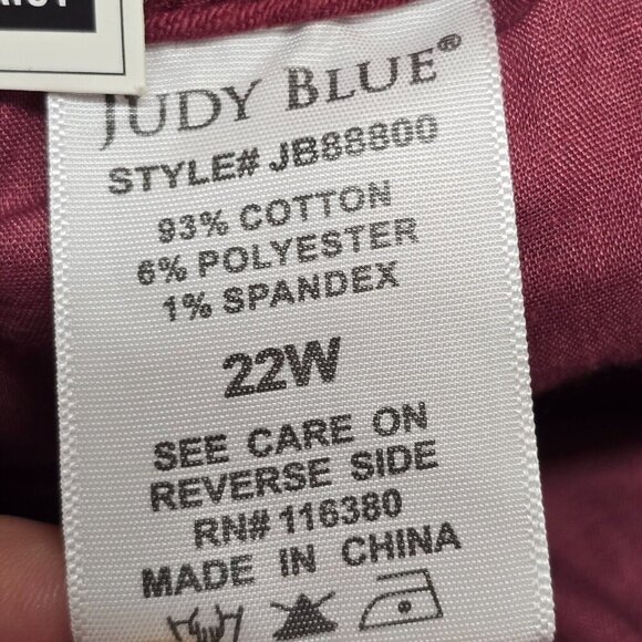 Judy Blue‎ Jeans Womens 22W Burgundy Belfast High Rise Straight NWT Boho - Picture 9 of 15
